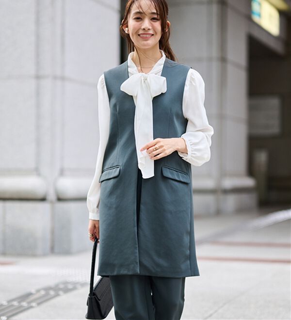 RANAN（ラナン）の「【２点セット】防シワ！ロングジレセットアップ（パンツスーツ）」｜詳細画像