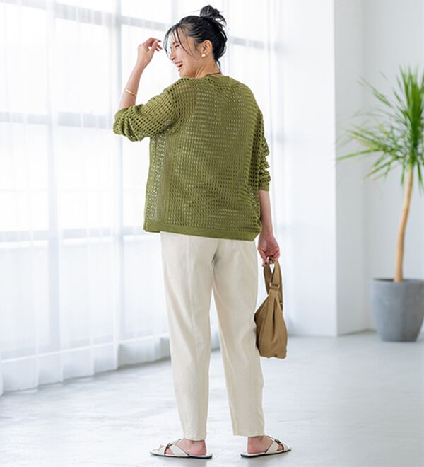 BELLUNA（ベルーナ）の「レーヨン麻入りゆったりワイドパンツ（フルレングスパンツ）」｜詳細画像