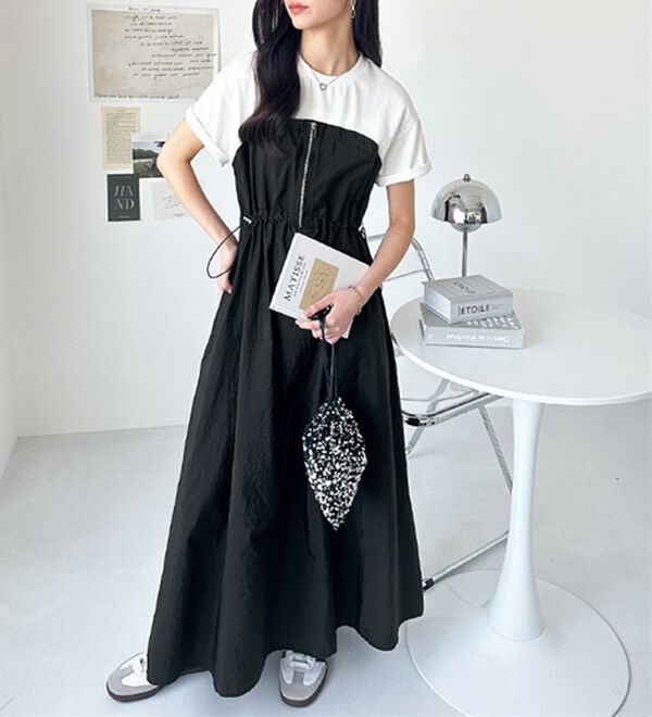 GeeRA（ジーラ）の「ハーフジップビスチェドッキングワンピース（その他ワンピース）」｜詳細画像