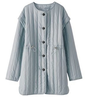 BELLUNA（ベルーナ）の「中わたストライプキルト２ＷＡＹコート（ハーフコート）」｜ブルー