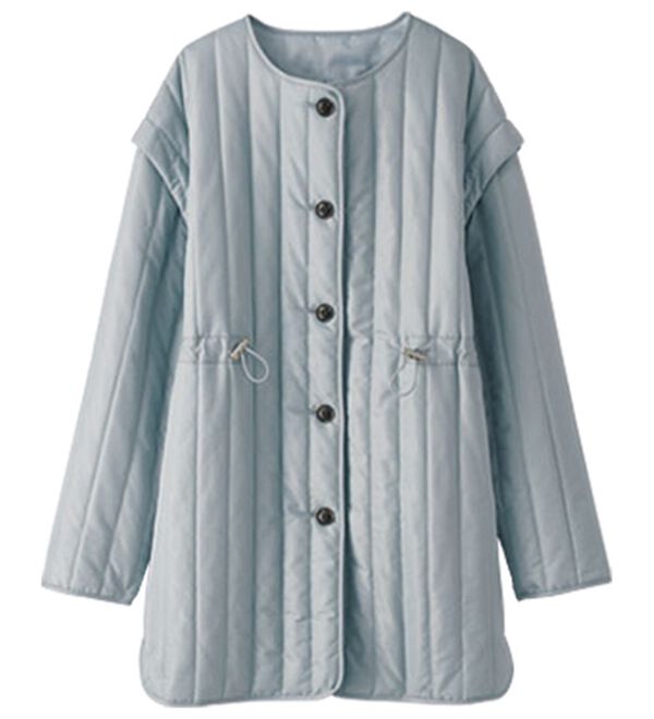 BELLUNA（ベルーナ）の「中わたストライプキルト２ＷＡＹコート（ハーフコート）」｜ブルー