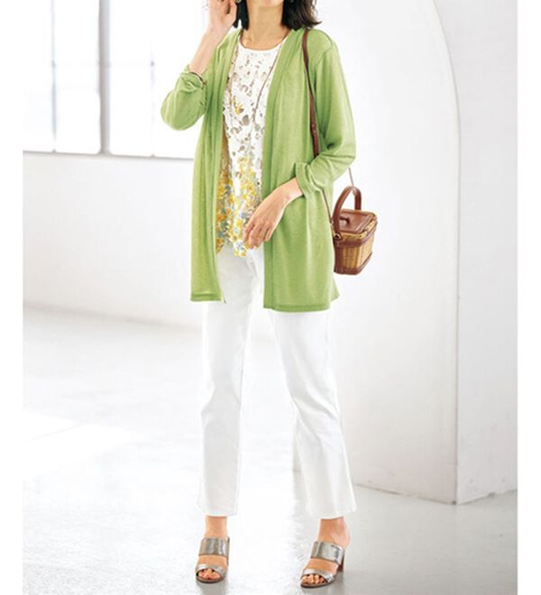 BELLUNA（ベルーナ）の「花柄プリントレースカーディガンアンサンブル（アンサンブル）」｜詳細画像