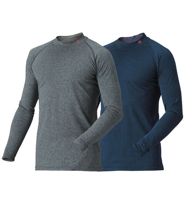 「【２色組】＜コムルヴァン・オム・ゴルフ＞保温素材の杢調ハイネック（メンズＴシャツ）」｜詳細画像