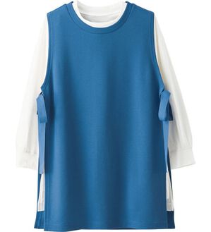 BELLUNA（ベルーナ）の「あぜ素材サイドリボンベストアンサンブル（アンサンブル）」｜ブルー