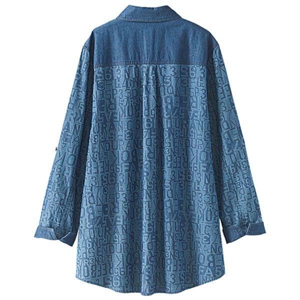 BELLUNA（ベルーナ）の「英字プリントデニムシャツチュニック（シャツ）」｜詳細画像