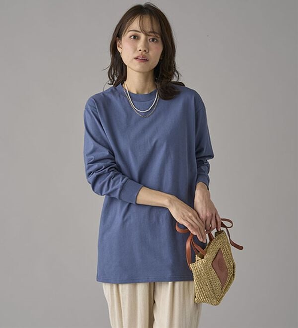 BELLUNA（ベルーナ）の「強撚綿１００％長袖プルオーバー（カットソー）」｜詳細画像