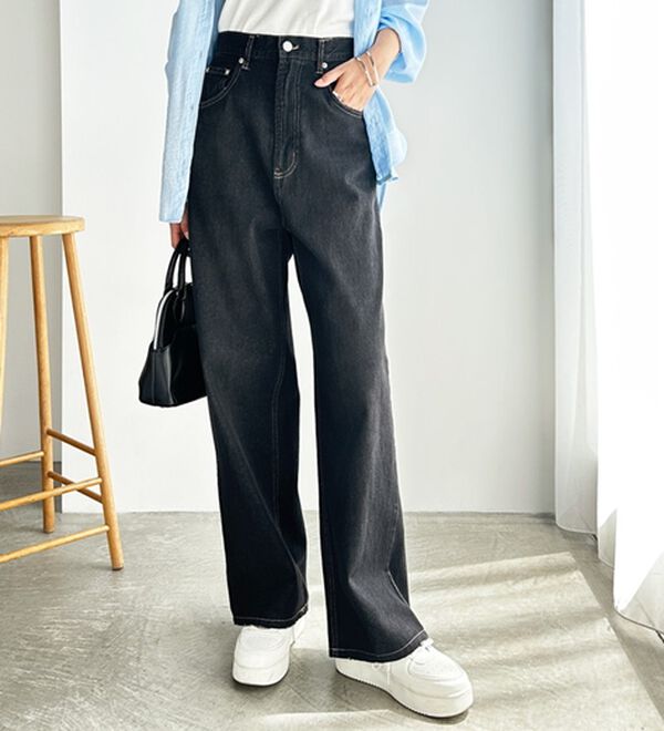 GeeRA（ジーラ）の「ハイウエストストレートデニム（ワイドパンツ・ガウチョ）」｜詳細画像