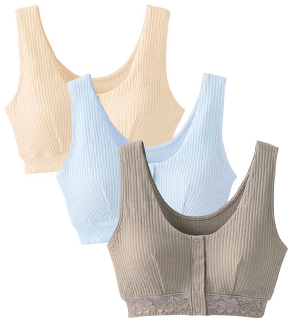 「【３色組】レースが肌に当たらない前あきブラ（ブラジャー）」｜3色組