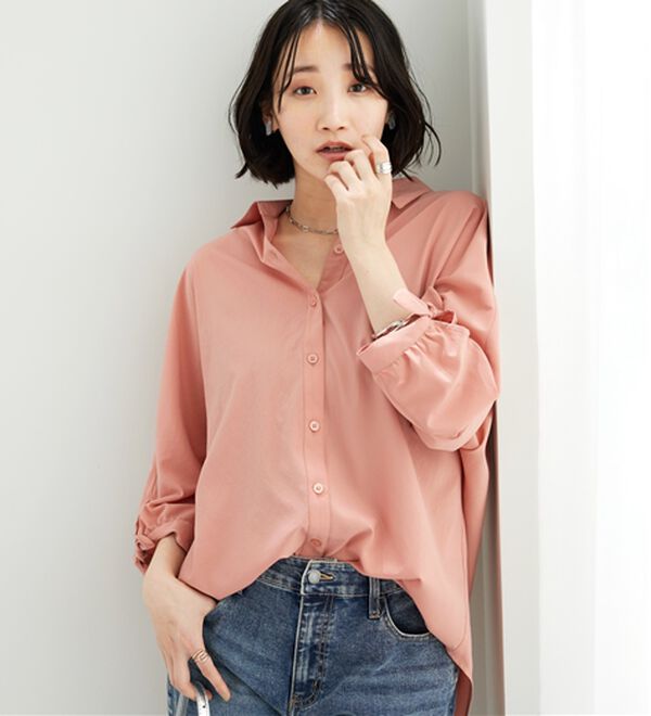 BELLUNA（ベルーナ）の「【吸水速乾】イージーケア！袖リボンシャツチュニック（チュニック）」｜詳細画像