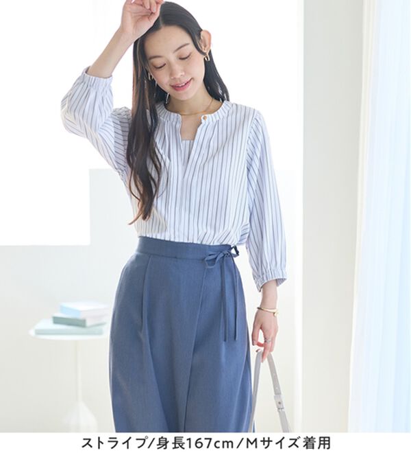 Viola e Viola（ヴィオラ エ ヴィオラ）の「さらさらＥＡＳＹ　２ＷＡＹ衿デザインブラウス（ブラウス）」｜詳細画像