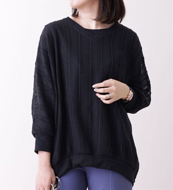 BELLUNA（ベルーナ）の「ワープジャカードアンサンブル（チュニック）」｜黒