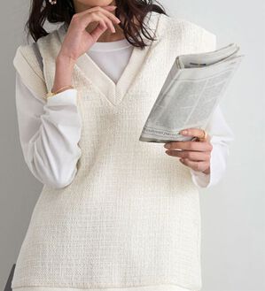 BELLUNA（ベルーナ）の「ツイード調素材Ｖネックデザインベスト（ベスト）」｜詳細画像