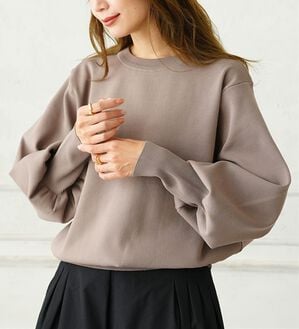 A HAPPY MARILYN（アハッピーマリリン）の「【Ｌ～６Ｌ】二の腕 激やせ ぽわん袖 ニット（ニット・セーター）」｜ベージュ