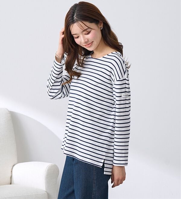 BELLUNA（ベルーナ）の「 ＜＆ｃｏｃｏｃｈｉ＞ハピネスコットン１００％ボーダープルオーバー（カットソー）」｜詳細画像