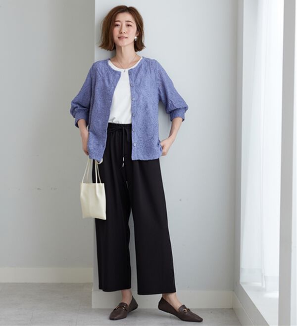 BELLUNA（ベルーナ）の「波柄シアージャカード素材カーディガン（ニットカーディガン）」｜詳細画像