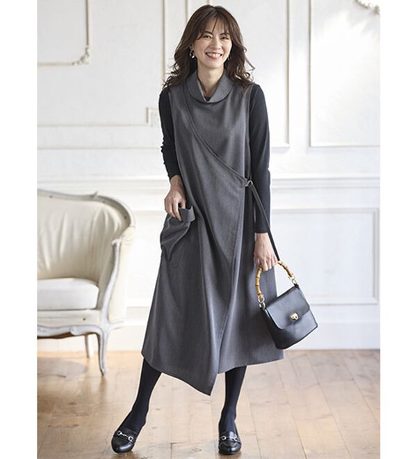 BELLUNA（ベルーナ）の「気分が上がる♪ハイネックデザインワンピース（その他ワンピース）」｜詳細画像