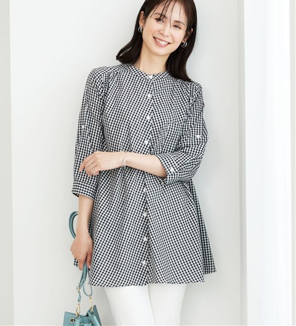 BELLUNA（ベルーナ）の「フランス綾ドレープ使いシャツチュニック（チュニック）」｜詳細画像