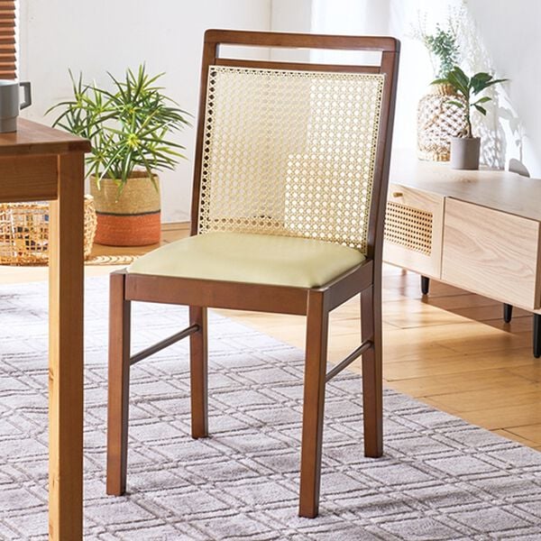 「ラタン調ダイニングチェア（椅子・チェア・スツール）」｜ブラウン