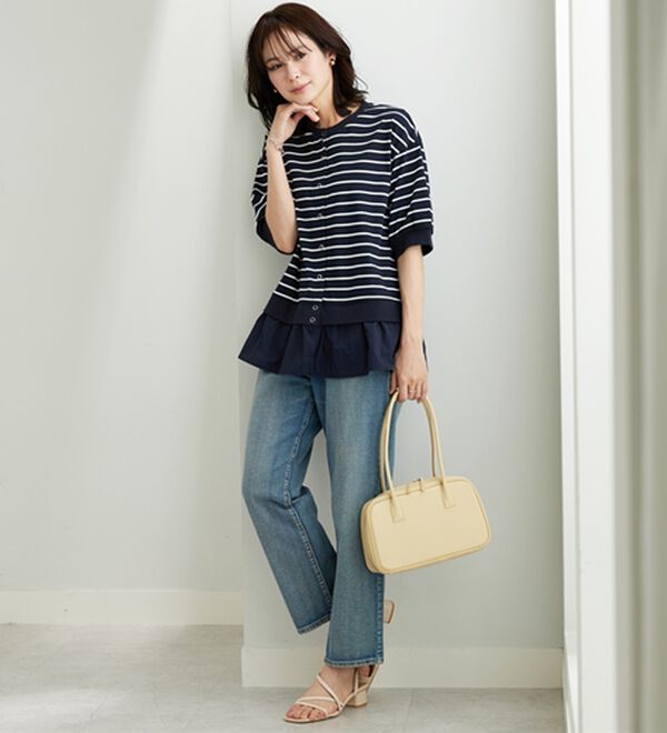 BELLUNA（ベルーナ）の「異素材切替ボタン使いカーディガン（その他カーディガン）」｜詳細画像