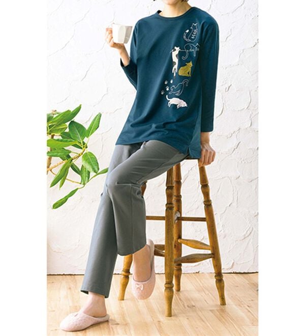 ルフラン（ルフラン）の「【２着組】＜倉敷ねこ倶楽部＞綿混裏毛パジャマ（パジャマ・ルームウェア）」｜詳細画像