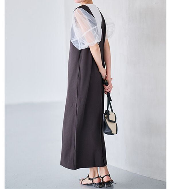 RANAN（ラナン）の「【ひんやり】チュールレイヤードパフスリーブTシャツ（カットソー）」｜詳細画像