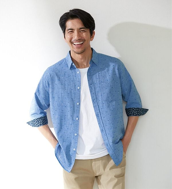 「フレンチリネンブレンドカジュアルシャツ（メンズシャツ）」｜詳細画像