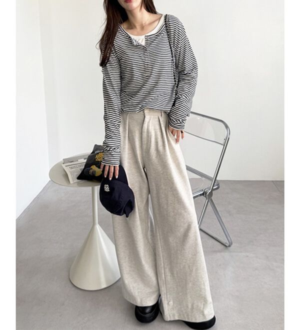 GeeRA（ジーラ）の「前後２ＷＡＹシアースラブヘンリーネックカットソー（カットソー）」｜詳細画像