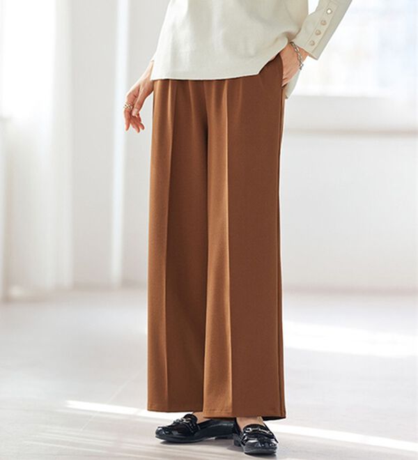 BELLUNA（ベルーナ）の「ウールライクワイドパンツ（ワイドパンツ・ガウチョ）」｜ブラウン