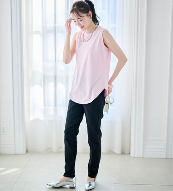 RANAN（ラナン）の「ひんやり！＜BC＞綿100％タンクトップ【選べる着丈】（カットソー）」｜詳細画像