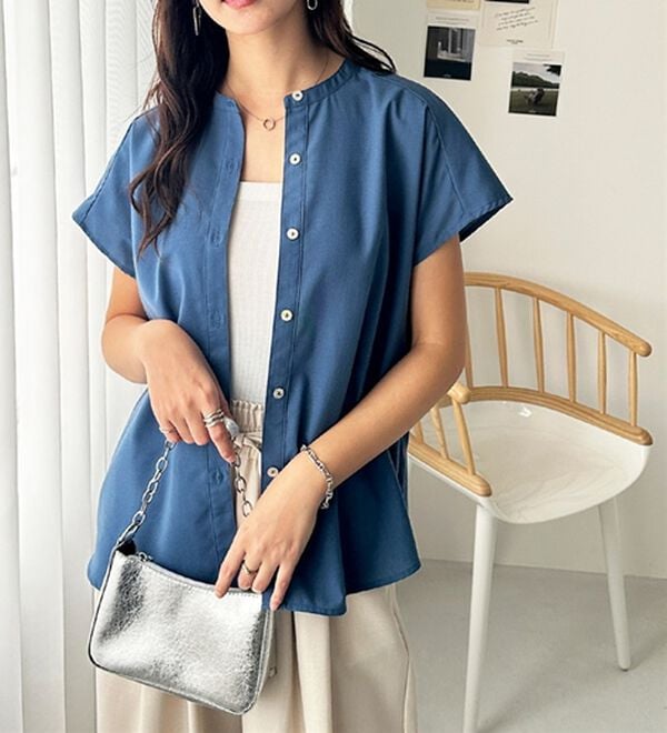 GeeRA（ジーラ）の「綿タッチフレンチスリーブブラウス（ブラウス）」｜詳細画像