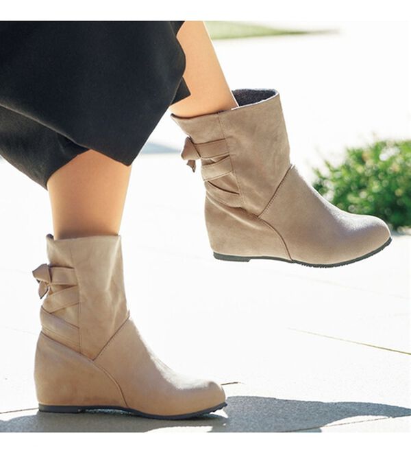 BELLUNA（ベルーナ）の「バックリボンミドル丈インヒールブーツ（ブーツ）」｜オーク