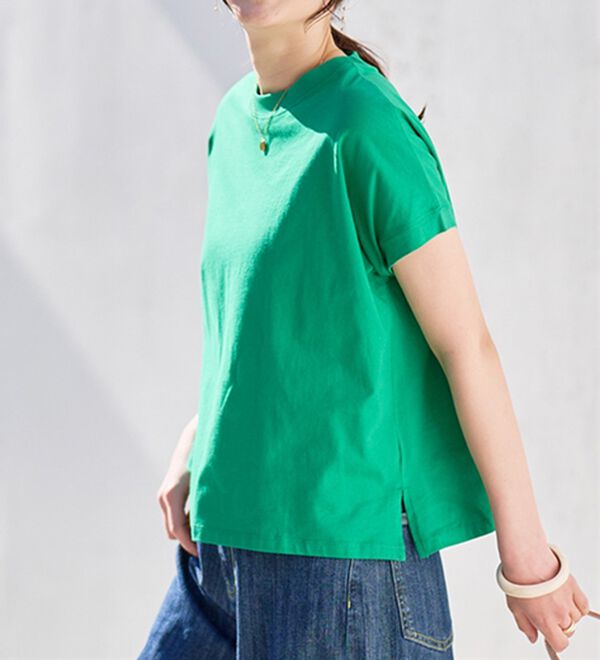 RANAN（ラナン）の「【選べる袖丈】【ひんやり・ＵＶ】＜BC＞綿100％プチハイネックＴシャツ（カットソー）」｜詳細画像