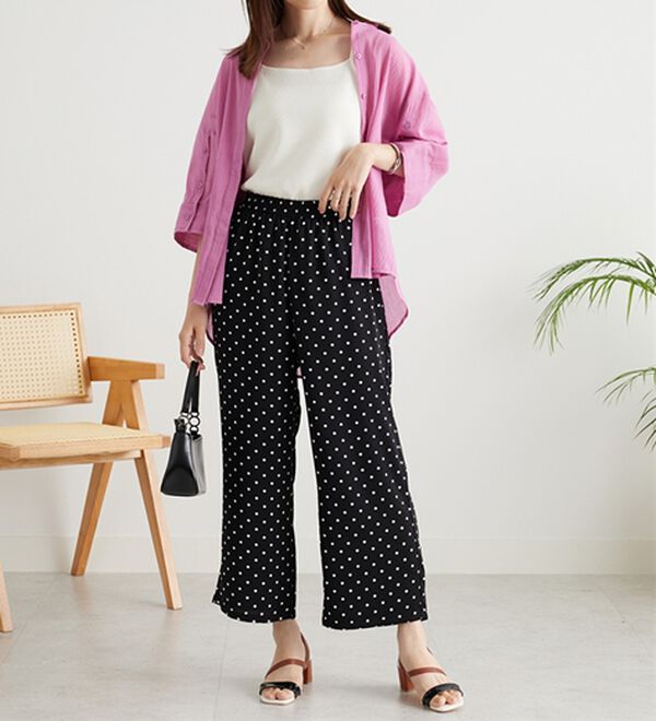 BELLUNA（ベルーナ）の「ヒンヤリ冷感！プリントワイドパンツ（ワイドパンツ・ガウチョ）」｜詳細画像