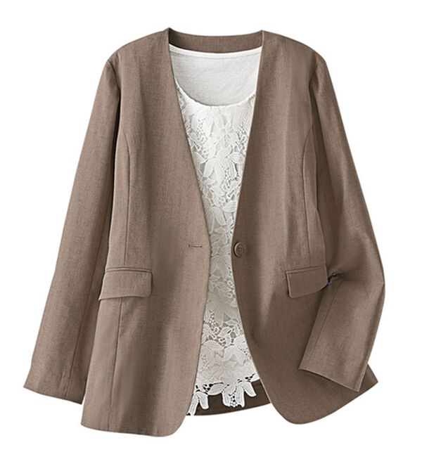 BELLUNA（ベルーナ）の「カジュアルコーデにきちんと感を！ノーカラージャケット（ノーカラージャケット）」｜詳細画像