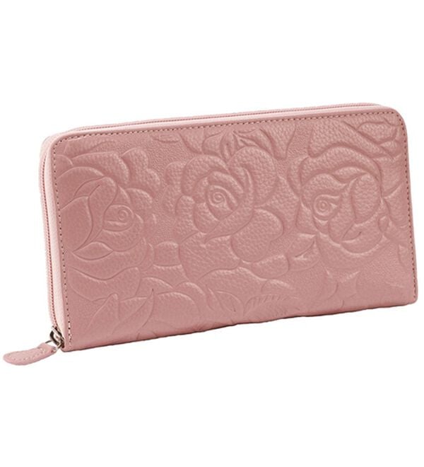 「開運　華やか風水バラの型押し本革財布（財布・パスケース）」｜ナデシコ色