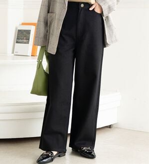 A HAPPY MARILYN（アハッピーマリリン）の「【Ｍ～７Ｌ】美脚＆美尻が叶う！優勝ワイドパンツ（ワイドパンツ・ガウチョ）」｜チノ／ブラック