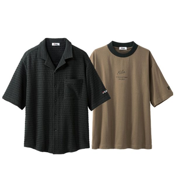 「＜フィラ＞シアサッカーシャツアンサンブル（メンズシャツ）」｜ブラック