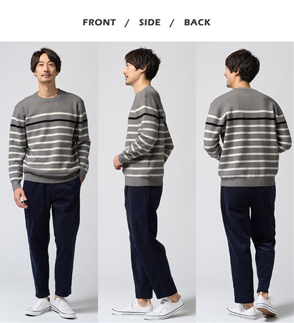 REMEN'S（リメンズ）の「【洗える】やわらかタッチボーダークルーネックセーター（メンズニット・セーター）」｜詳細画像
