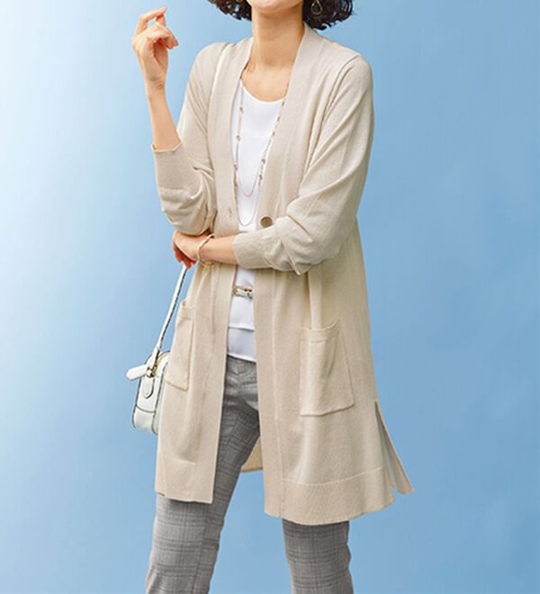 BELLUNA（ベルーナ）の「ヒンヤリ冷感！洗えるロング丈カーディガン（ニットカーディガン）」｜詳細画像