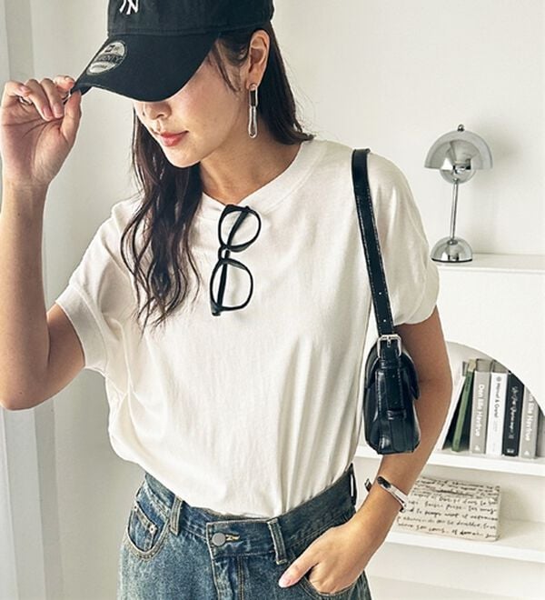 GeeRA（ジーラ）の「綿１００％フレンチスリーブチュニックＴシャツ（カットソー）」｜詳細画像