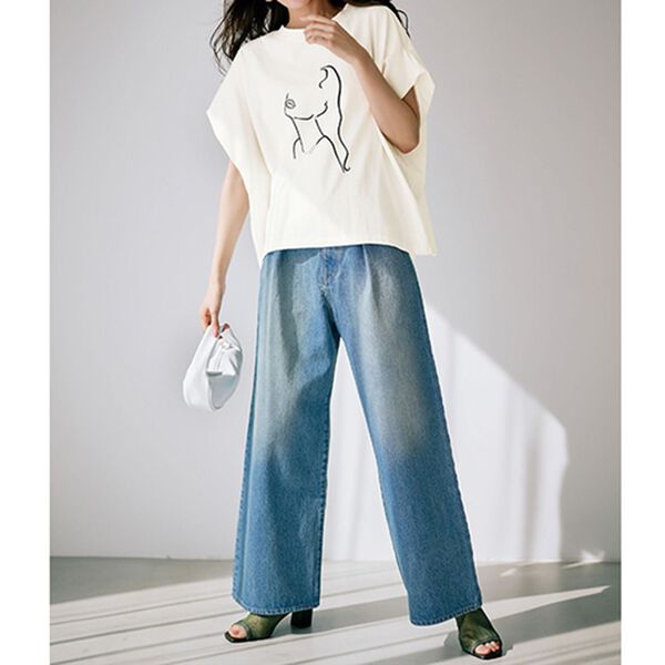 RANAN（ラナン）の「タック使いワイドデニムパンツ（ワイドパンツ・ガウチョ）」｜詳細画像