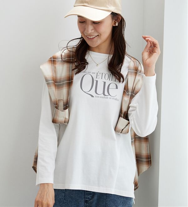 BELLUNA（ベルーナ）の「【着回しのミカタ！】綿100％大人顔サマ見えプリントロンT（カットソー）」｜詳細画像