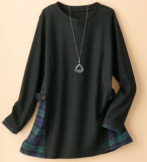 BELLUNA（ベルーナ）の「異素材重ね着風チュニック（チュニック）」｜黒2