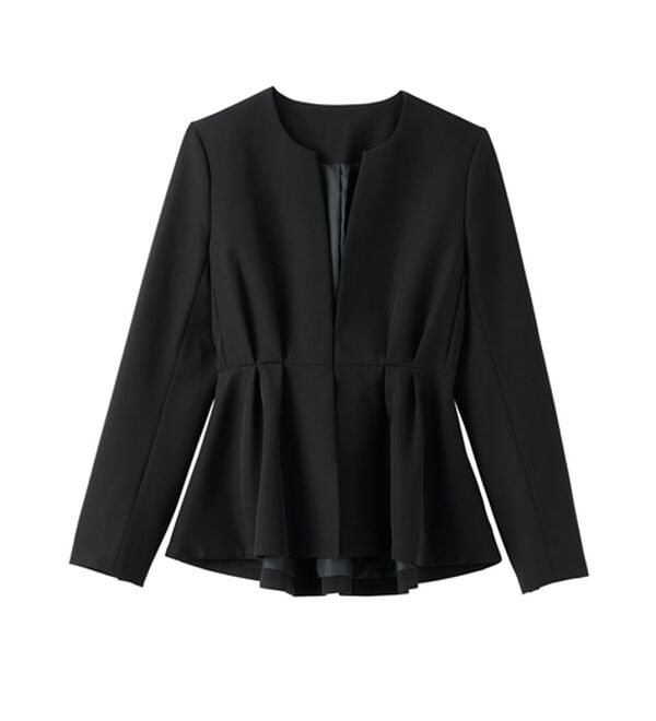 RANAN（ラナン）の「【２点セット】防シワ！ノーカラーペプラムパンツスーツ（パンツスーツ）」｜詳細画像