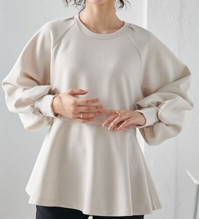 RANAN（ラナン）の「ボリュームスリーブペプラムスウェット（カットソー）」