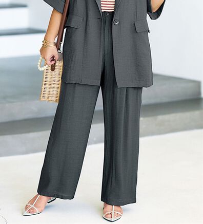 BELLUNA（ベルーナ）の「【小柄さん用】夏のきれいめコーデセミワイドパンツ（ワイドパンツ・ガウチョ）」