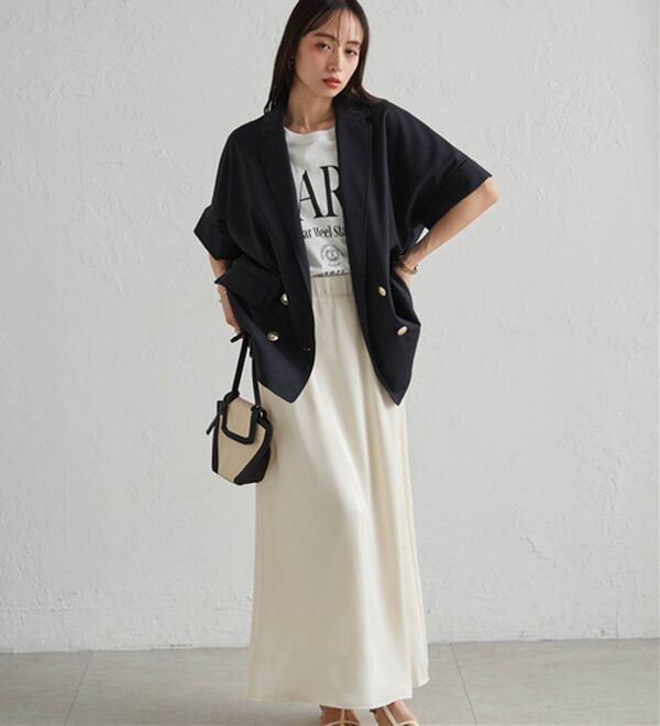 RANAN（ラナン）の「【新色追加】麻調ダブルボタンハーフスリーブジャケット（テーラードジャケット）」｜詳細画像