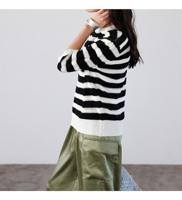 GeeRA（ジーラ）の「透かし編ボーダーサマーニット（ニット・セーター）」｜詳細画像