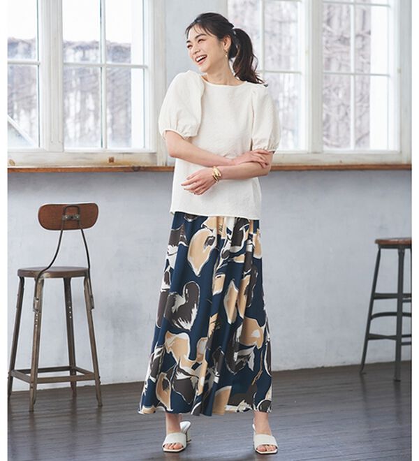 RANAN（ラナン）の「ひんやり！サッカー素材袖ボリュームブラウス（ブラウス）」｜詳細画像