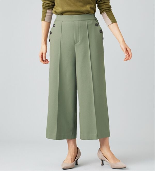 BELLUNA（ベルーナ）の「ウーリッシュ素材釦使いワイドパンツ（ワイドパンツ・ガウチョ）」｜詳細画像